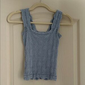 Intimately by Free People Textured Blue Tank Top